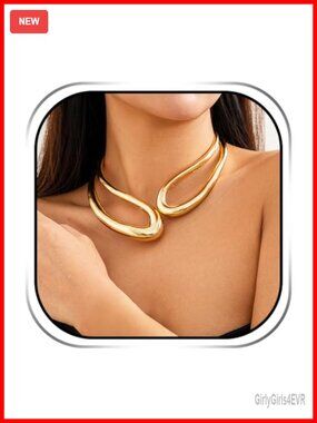 Gold Chunky Choker Statement Necklace Fashion Collar for Women